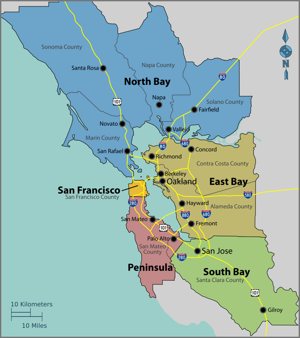 Bay Area regions map